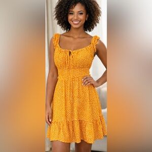 SHEIN Yellow Polka Dot Mini Dress/C127